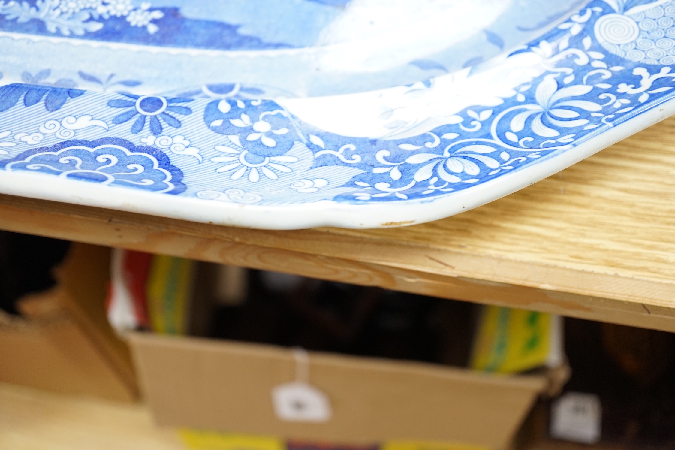 A 19th century Spode Italian blue and white serving platter, c.1820, 57cm wide